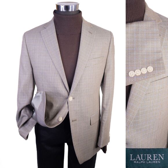 Lauren Ralph Lauren Sport Coat Jacket Men's Check Size 40S Wool/Silk Blend NWOT - Picture 1 of 12